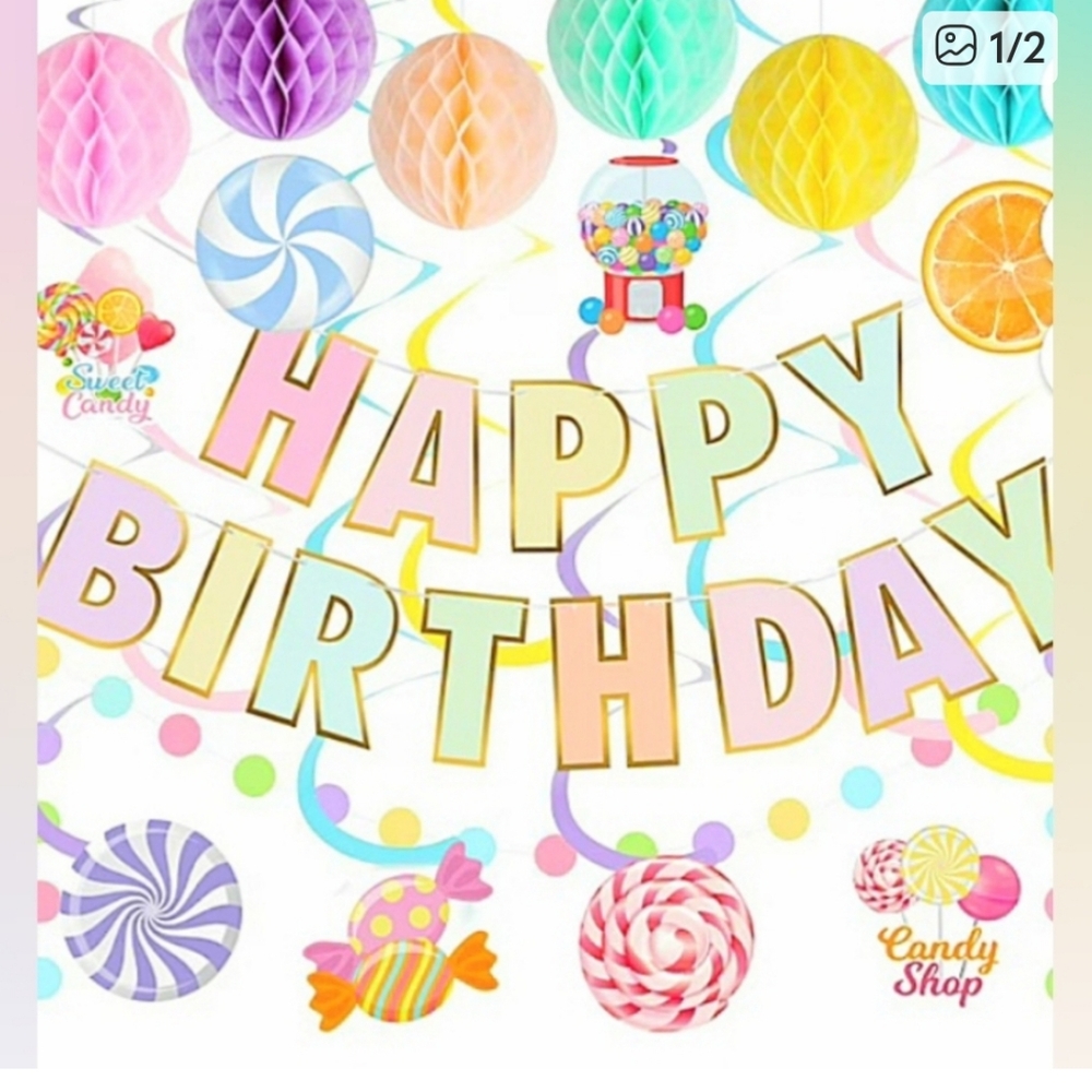 Happy Birthday Party Decorations Candy Shop Girls
